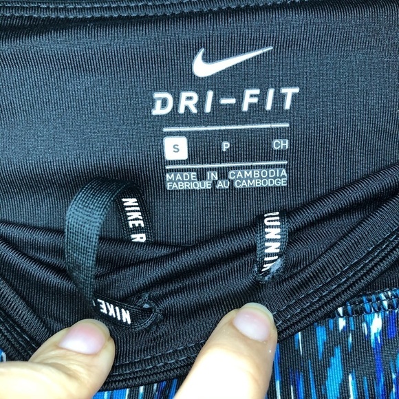 Nike Dri-Fit Running Blue & Black Capris Size Small - Picture 9 of 10